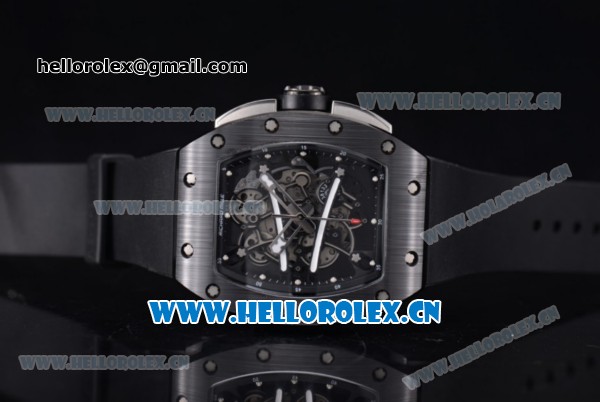 Richard Mille RM 038 Miyota 9015 Automatic PVD Case with Skeleton Dial and Black Rubber Strap Dot Markers - Click Image to Close